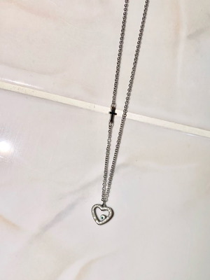 Heart necklace with eye and cross like new, silver