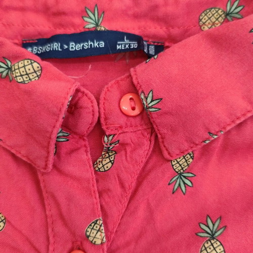 Bershka Y2K sleeveless shirt fuchsia with pineapple print