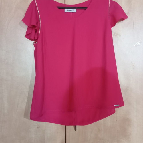 Matis women's short-sleeve blouse like new, fuchsia, size L