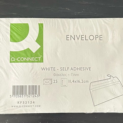 Envelopes new, 7 packs of 25 pcs, sizes 11.4x22.9 and 11.4x16.2 cm