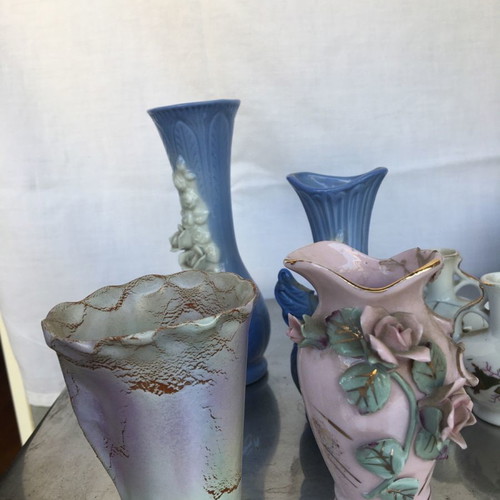 Set of 8 small ceramic vases used with cracks