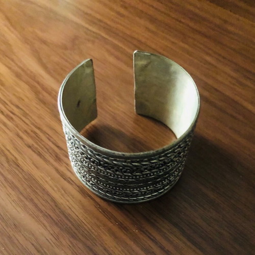Silver wide boho bracelet