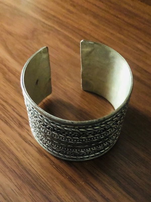 Silver wide boho bracelet