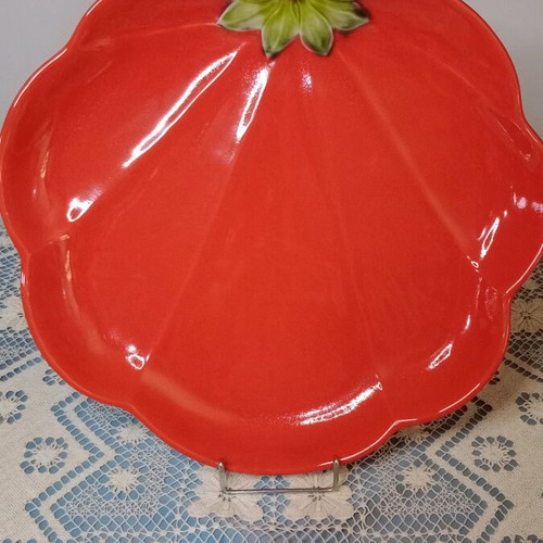 Italian ceramic serving platter large tomato shape new
