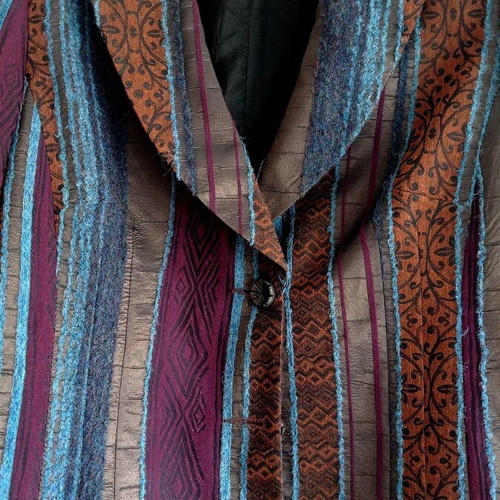 Striped boho jacket XL new with mixed textures