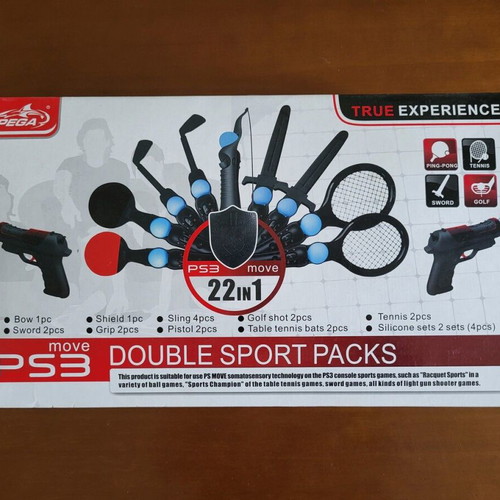 PS3 Move PEGA 22-in-1 Double Sport Packs accessory set like new