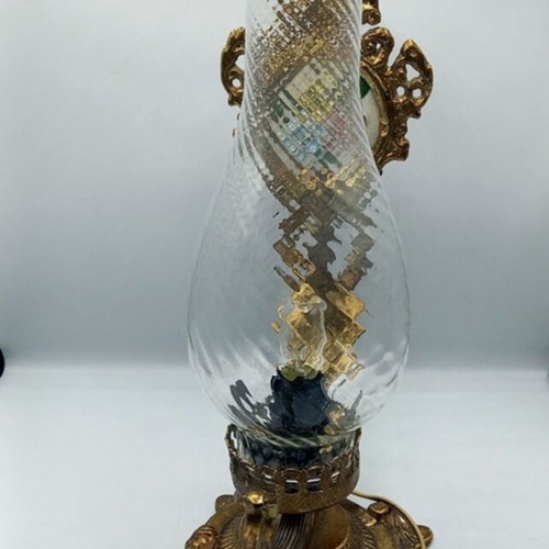 Metal old lamp with glass chimney used
