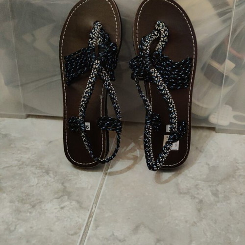 Ethnic leather handmade sandals size 36 new, black