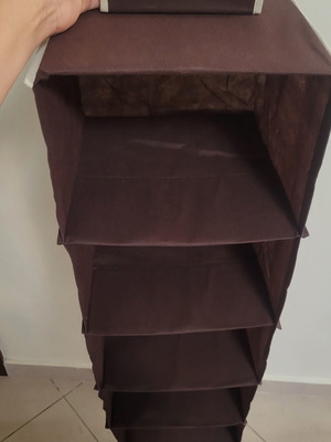Brown hanging storage organizer with 5 shelves 28x28x90cm