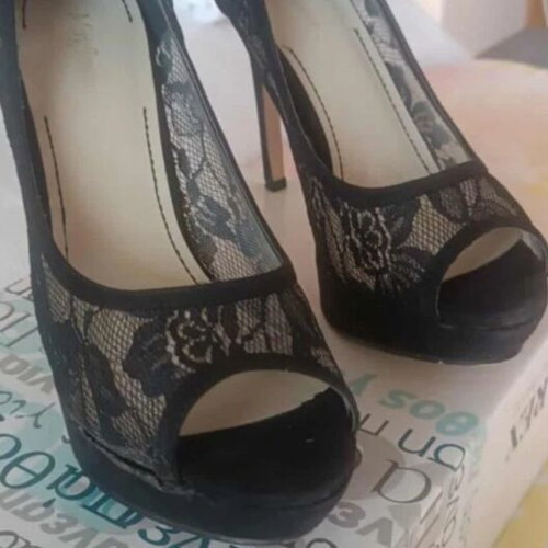 Women's black pumps, 12 cm heel