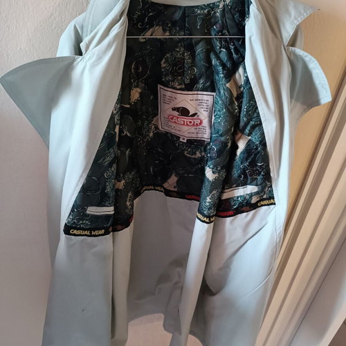 Castor Vintage Trench Coat Reworked, Size M, Light Grey