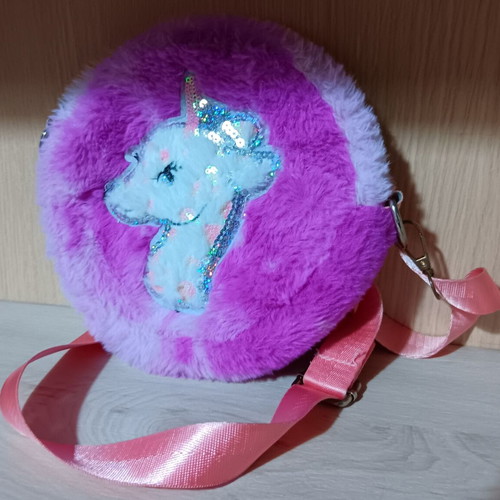 Unicorn bag furry girls used like new, purple