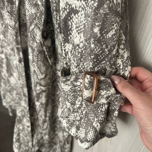 Trench coat snake print cotton new ASOS gray beige