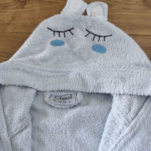 Das baby children's bathrobe 3-5 years like new, blue with hood and pockets