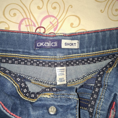 Okaidi denim shorts for girls 8 years like new, blue, size 128 cm