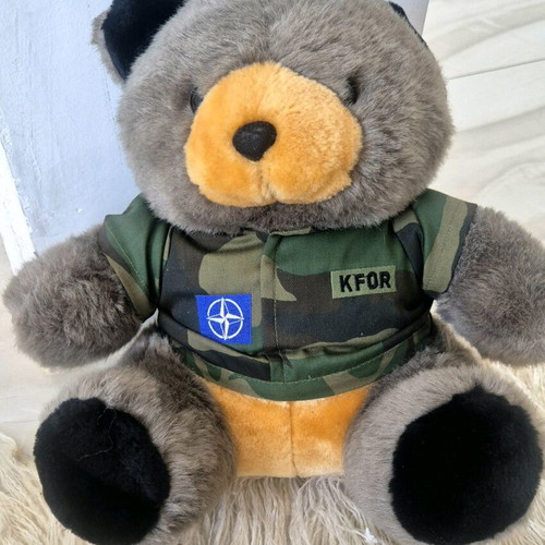 NATO Kosovo Force collectible stuffed bear refurbished