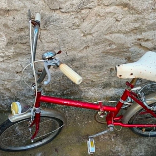 Vintage folding bicycle used, red, women's