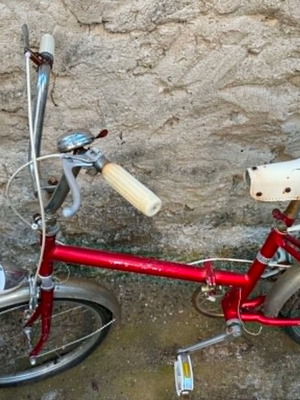 Vintage folding bicycle used, red, women's