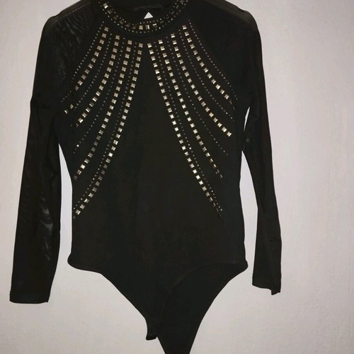 Bodysuit with transparent sleeves like new, size M, black
