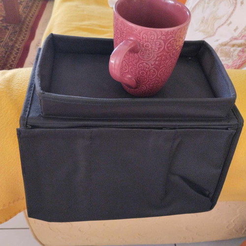 Remote control and item organizer for sofa with black base