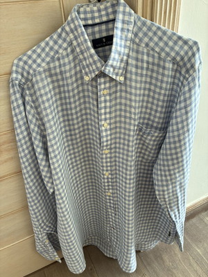 Navy and green linen shirt like new, size L/XL