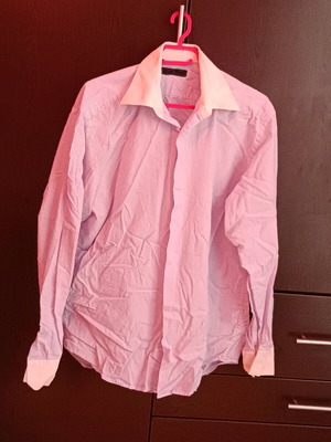Bitsiani men's shirt size 43 like new, white and lilac striped with white collar