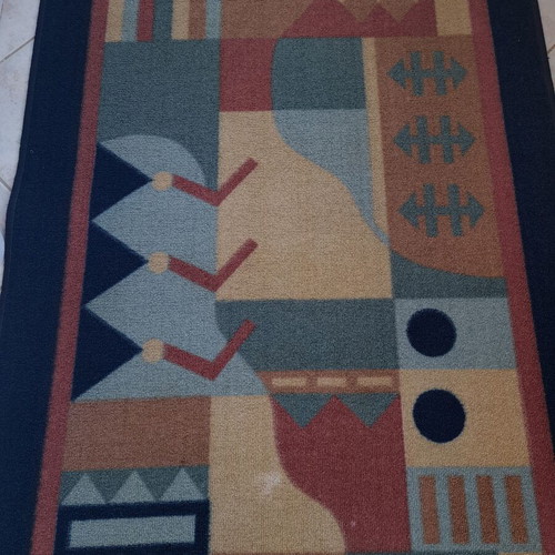 Rugs used, set of 2 colorful runners with anti-slip backing