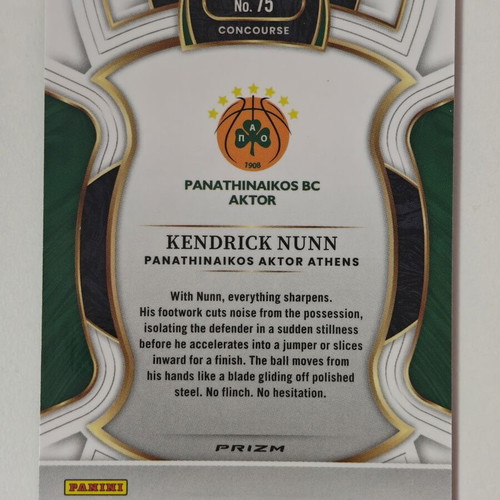 Kendrick Nunn Gold Glitter SSP Euroleague Select 2025 26 card new