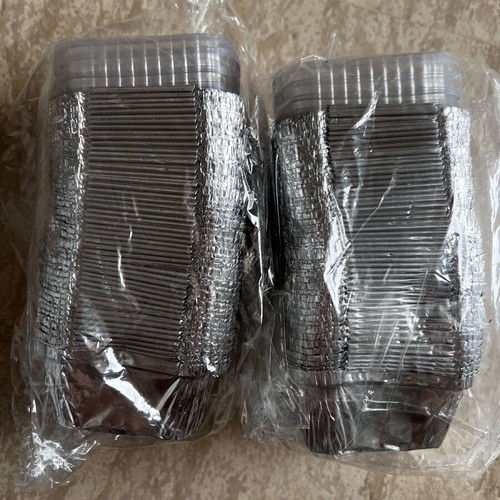 Aluminum Tart Pans 50 Pieces with Plastic Lids 7.62 cm Square New