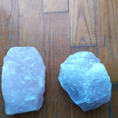 Mineral stones used, purple 11cm 505g and pink 13cm 567g