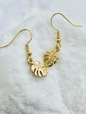 Golden Monstera Earrings new, Greek goddess aesthetics
