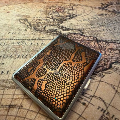 Cigar Case used, metal with stingray style lining for 20 cigars