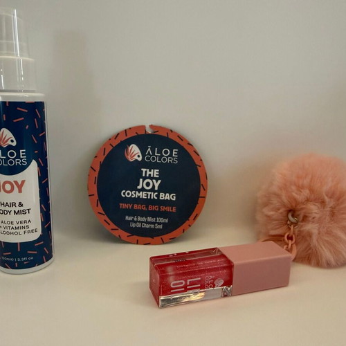 Aloe Colors The Joy Set Hair & Body Mist and Lip Oil Charm new