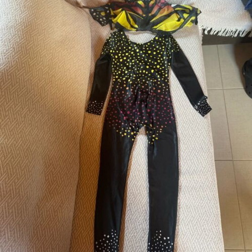 Handmade Rhythmic Gymnastics Leotard with Butterfly Scarf, Like New, Age 10-13
