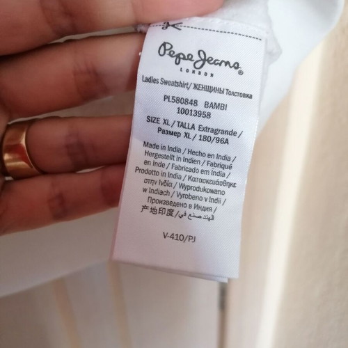 Pepe Jeans sweatshirt XL, white with bead decoration