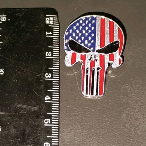 Punisher metal pin like new with American flag colors