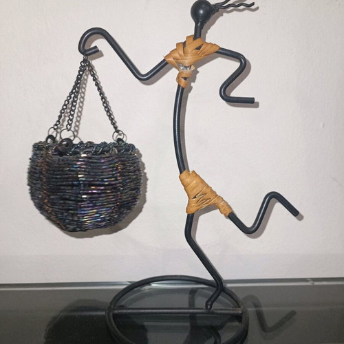 Decorative metal tealight holder like new, handmade art piece