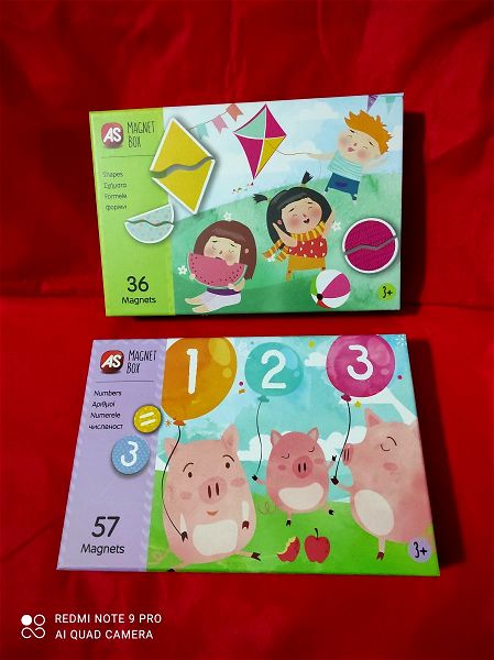 dio Magnet Box me arithmous & schimata / 2 Magnet Box (3+) with Numbers & Shapes