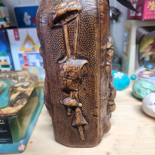 Whisky bottle Don Quixote vintage used, covered with genuine leather