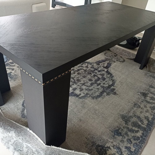 Dining table like new, black solid African wood, 2m x 90cm
