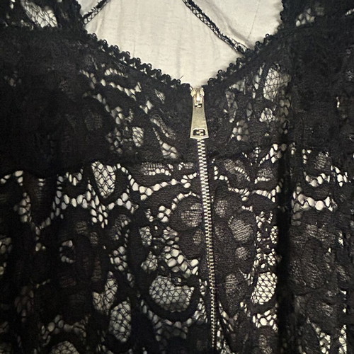 Elegant long dress with black lace and beige lining, like new