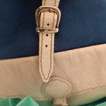 Leather medium backpack blue with light grey