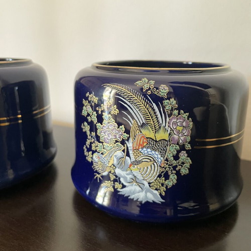 Handmade decorative vases set with 24K gold, like new