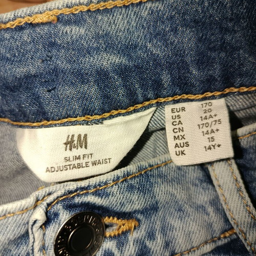 H&M Boys' Jeans 14+ 170cm slim fit with adjustable waist like new