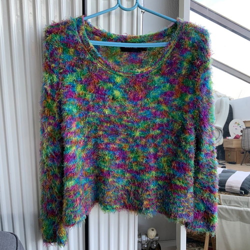 Minkpink crop sweater very soft fuzzy like new with hole