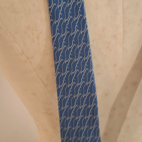 Hermes vintage silk blue tie