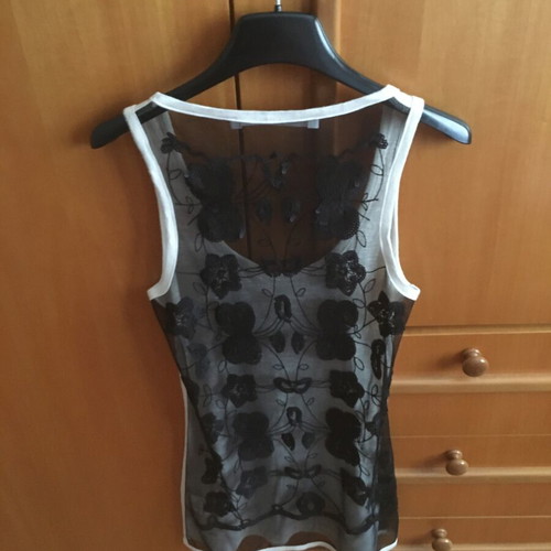 Kontatto sleeveless top with transparency like new, black and beige