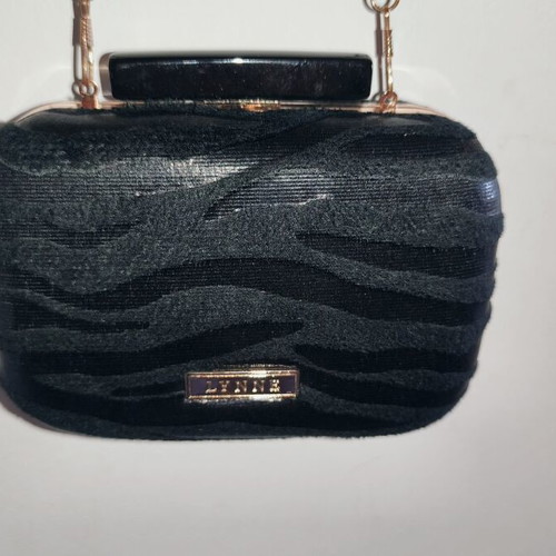 Lynne black embossed fabric handbag
