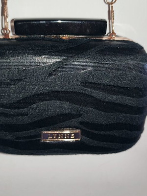 Lynne black embossed fabric handbag