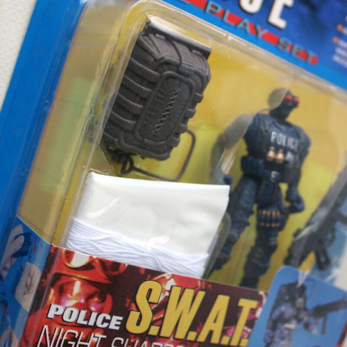 Vintage 90's Police Force S.W.A.T. Night Sharpshooter Figure with Parachute Chap Mei new